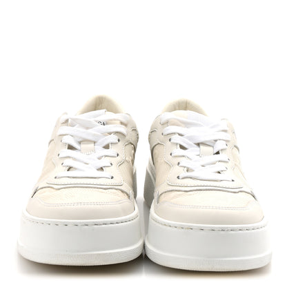 Gucci Calfskin GG Tennis Embossed Perforated Womens Platform 55mm Sneakers 38 Great White 3 of 10
