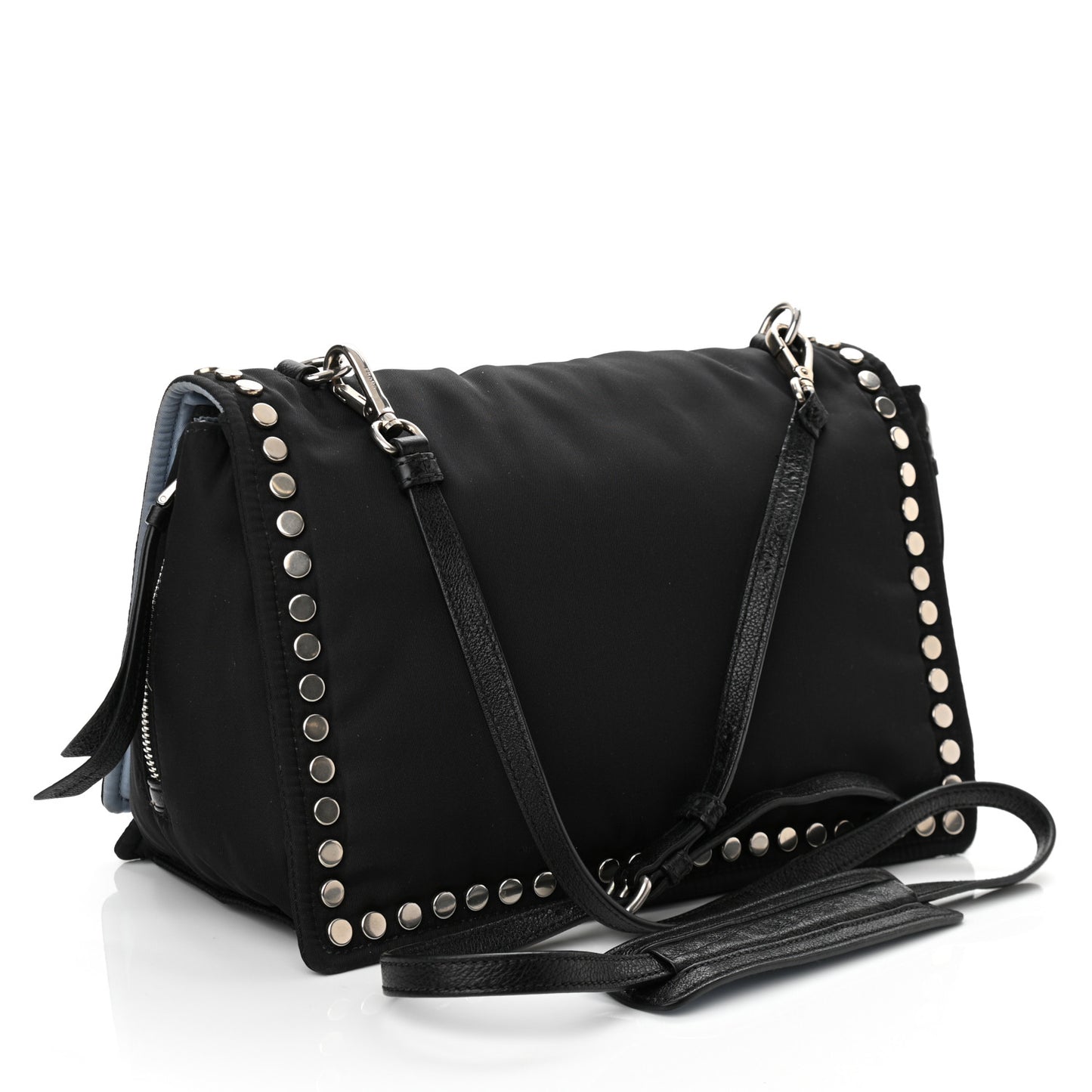 Tessuto Nylon Studded Etiquette Flap Black