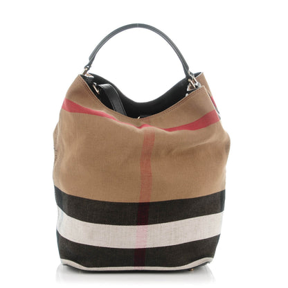 Burberry Canvas Mega Check Medium Susanna Hobo Black 1 of 8