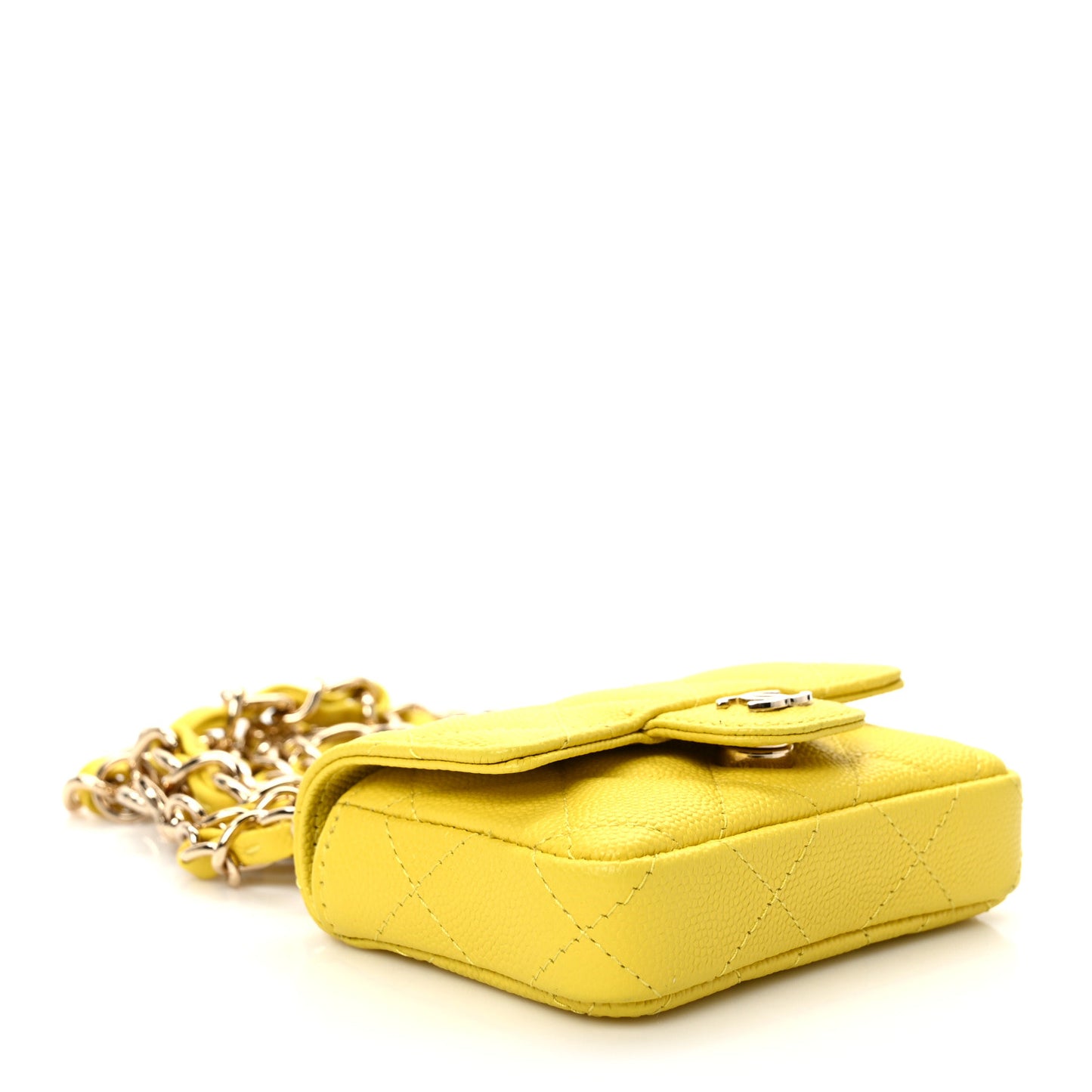 Caviar Quilted Mini Chain Belt Bag Yellow
