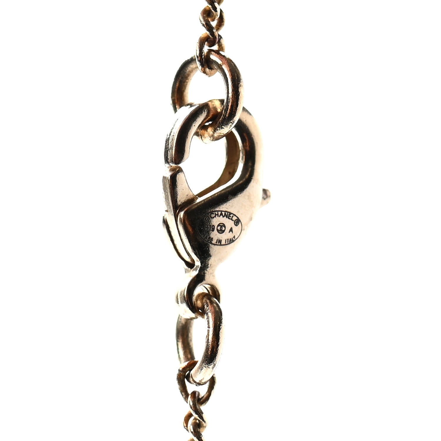 Chanel Strass Crystal Dazzling Wheat CC Pendant Necklace Blue Gold 5 of 5