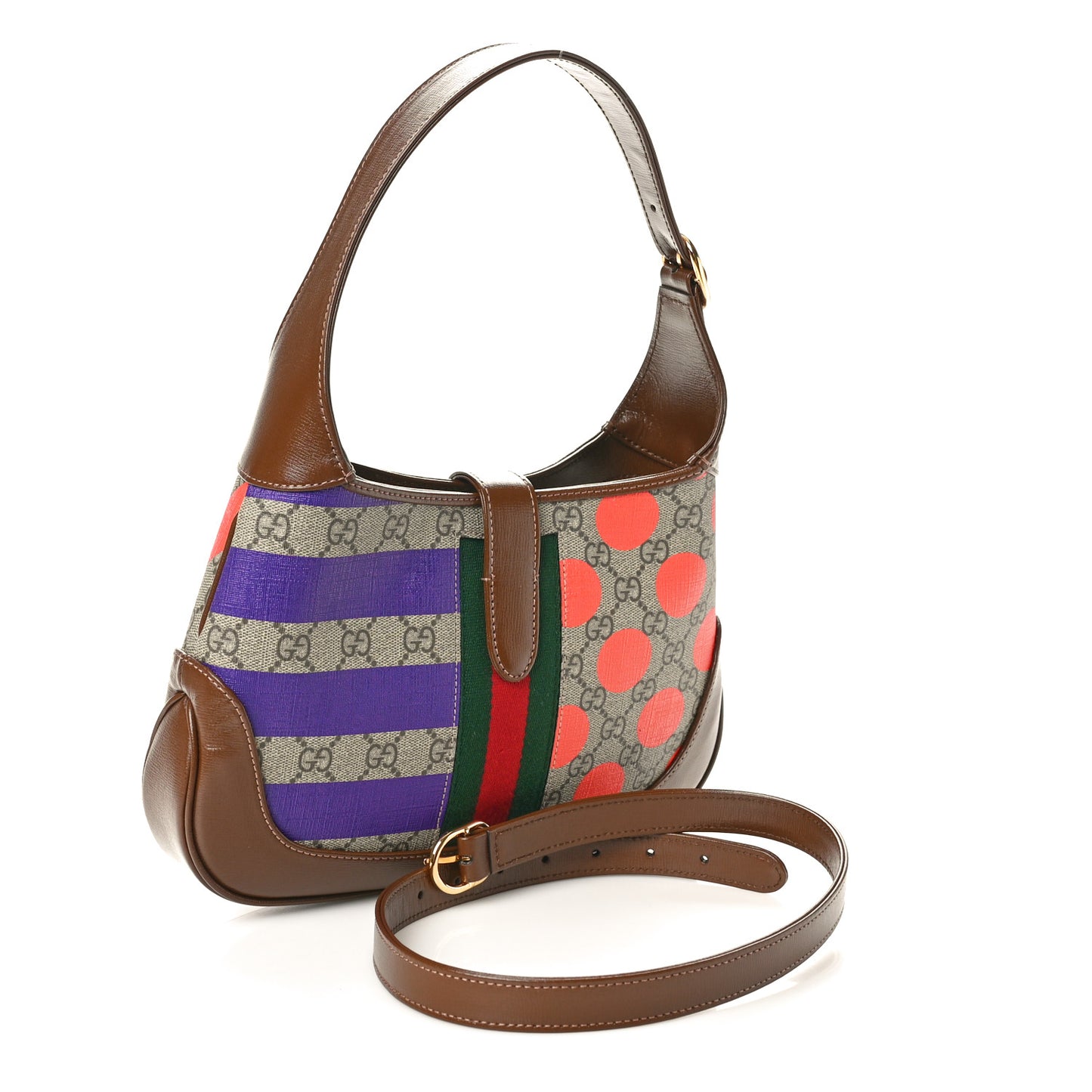 GG Supreme Monogram Azalea Calfskin Print Web Small Jackie 1961 Hobo Multicolor
