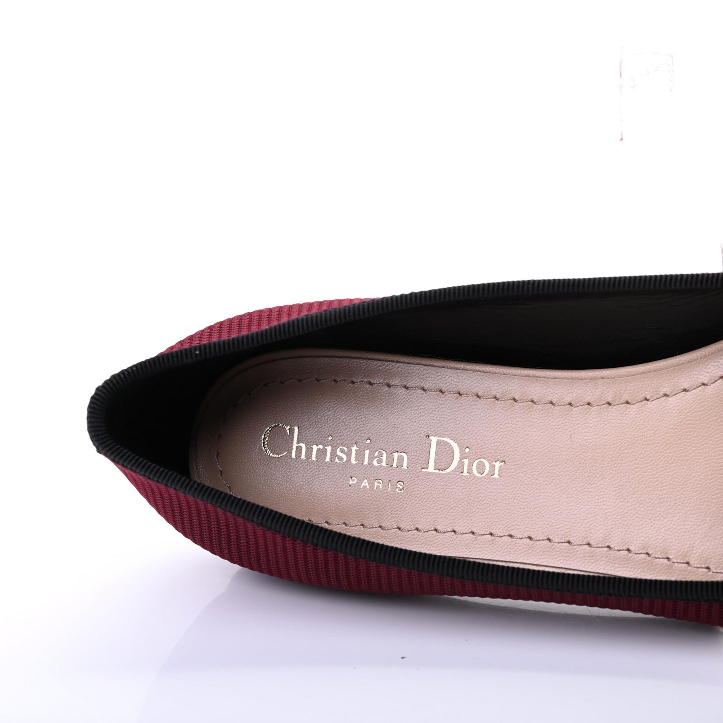 Fabric Ribbon Embroidered J'Adior Ballet Flats 38 Rouge Black