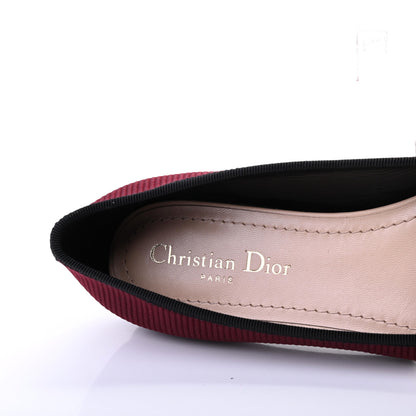 Christian Dior Fabric Ribbon Embroidered J'Adior Ballet Flats 38 Rouge Black 7 of 10
