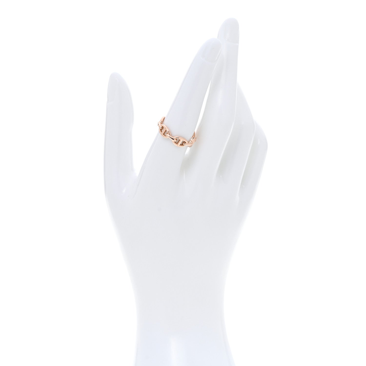 Hermes 18K Rose Gold PM Chaine d'Ancre Enchainee Ring 56 7.5 2 of 6