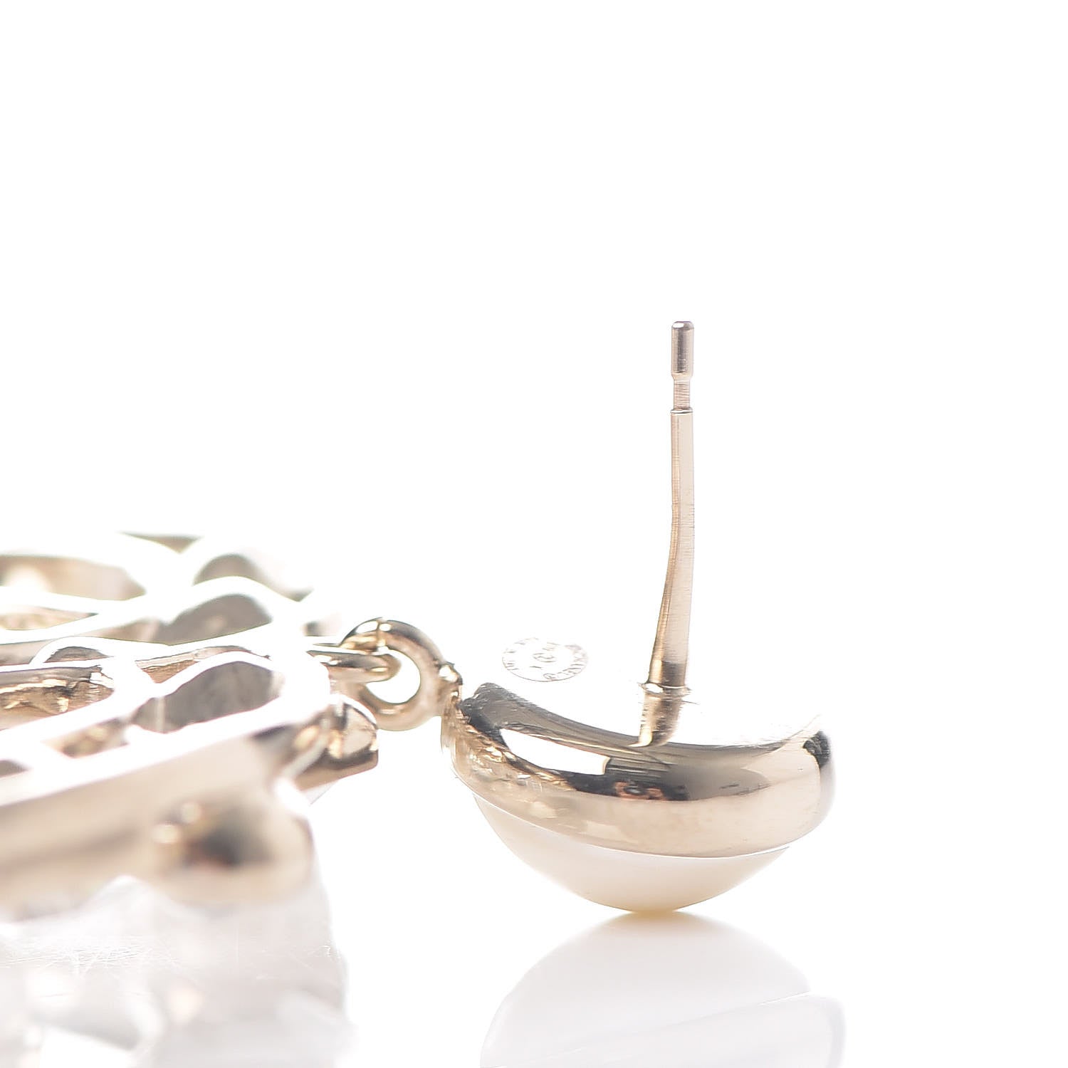 Chanel Metal Glass Pearl CC Crystal Snowfall CC Drop Earrings Light Gold 4 of 6