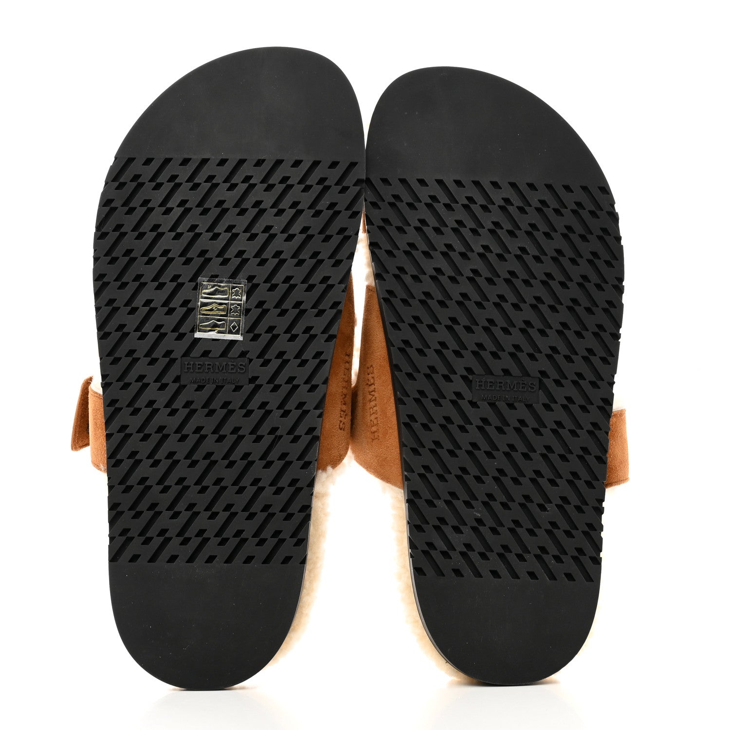 Hermes Suede Goatskin Woolskin Womens Chypre Sandals 37.5 Brun Fume Ecru 5 of 8