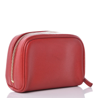 Chanel Grained Calfskin CC Button Small Pouch Cosmetic Case Red 3 of 9