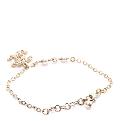 Chanel Pearl Crystal CC Bracelet Light Gold 3 of 4