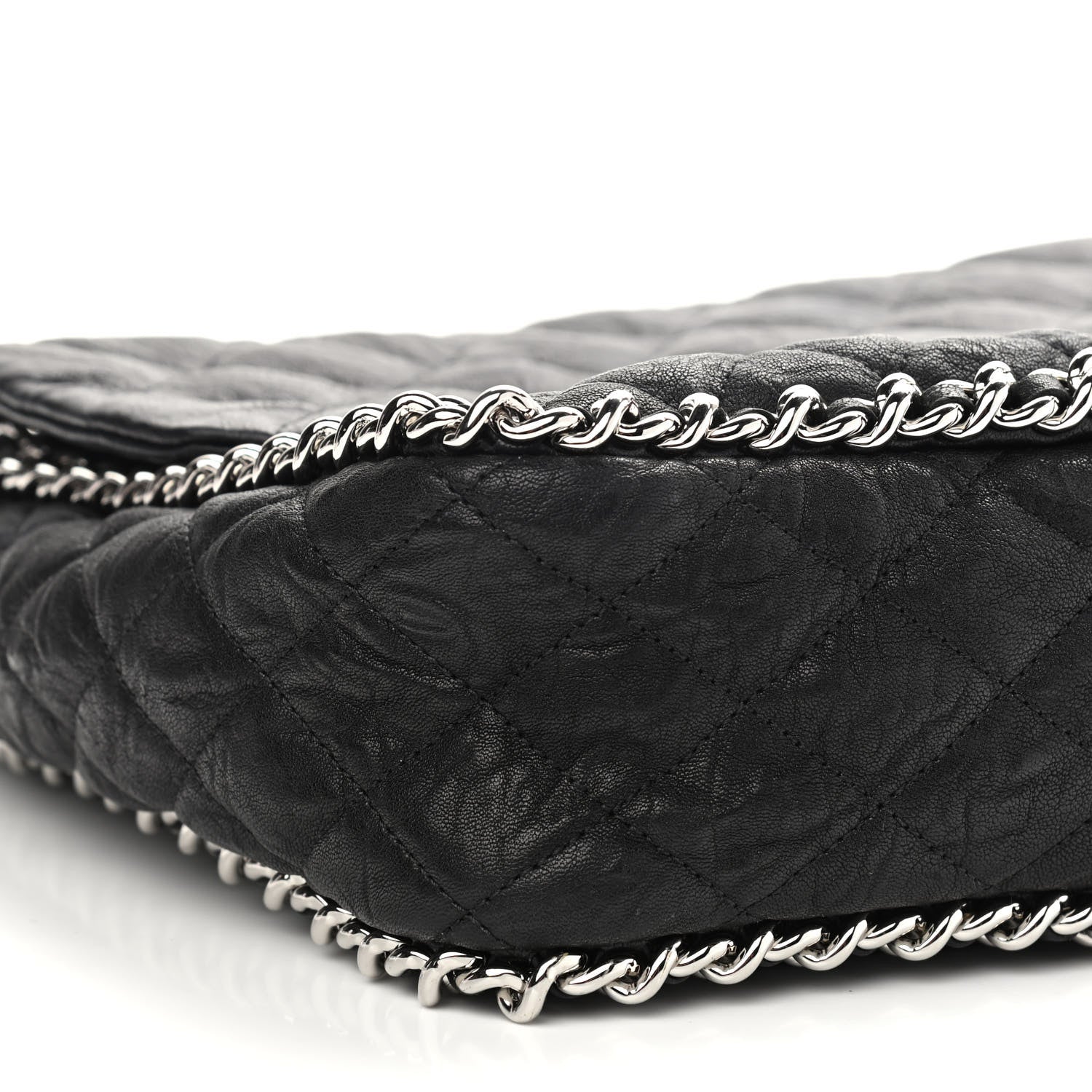 Chanel Washed Lambskin Quilted Maxi Chain Around Flap Black 9 of 10