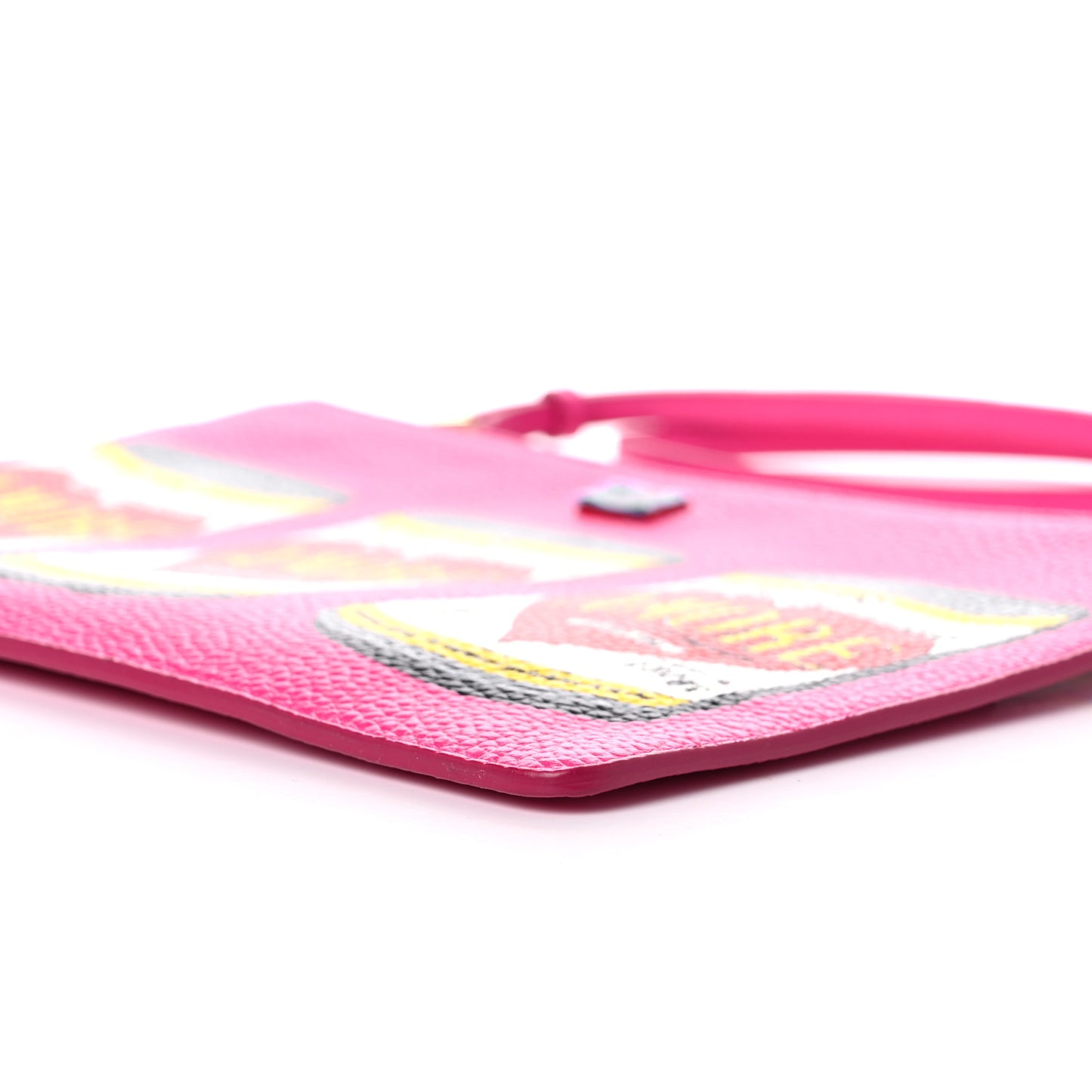 Calfskin Amore Soup Can Print Crossbody Clutch Multicolor