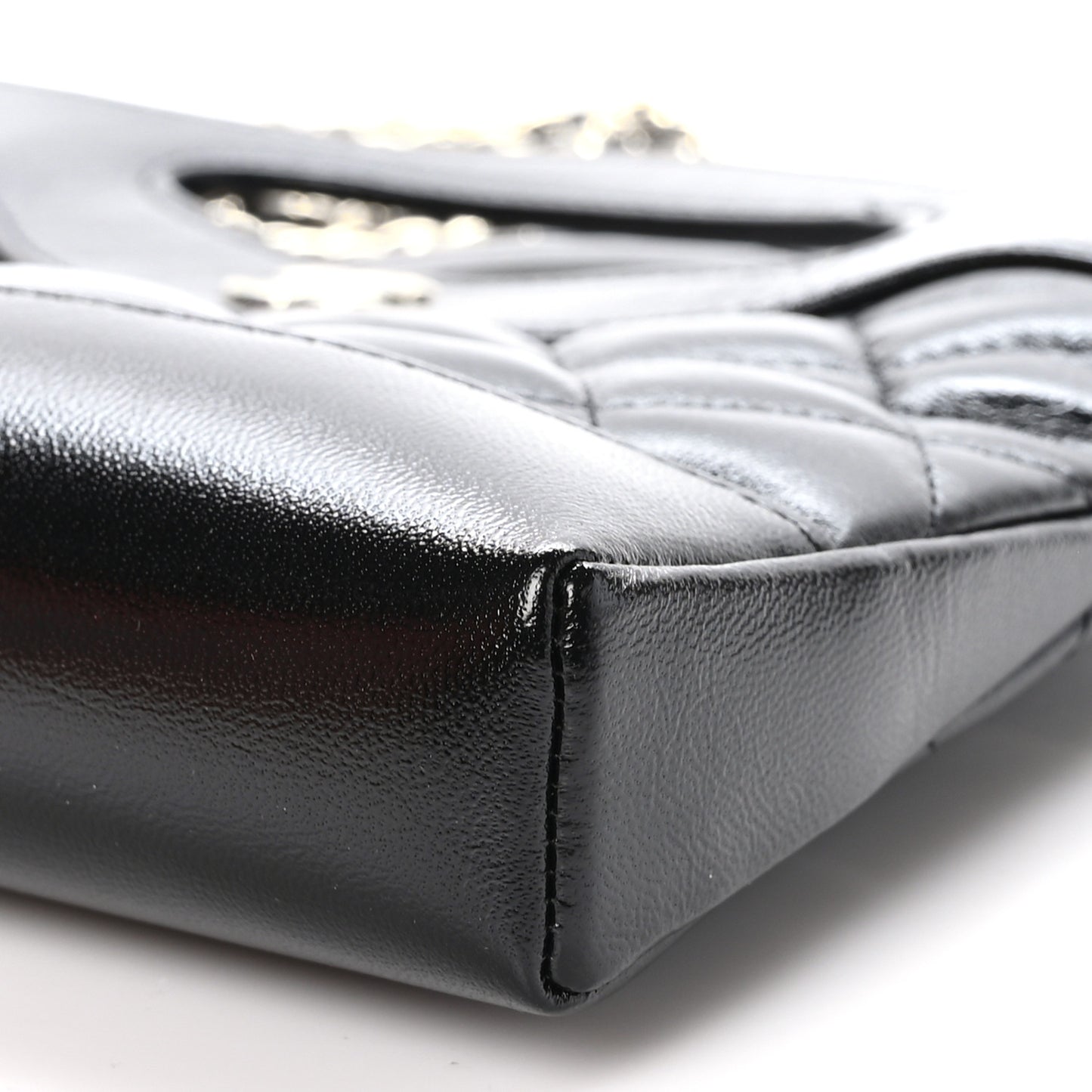 Shiny Crumpled Calfskin Quilted Nano 31 Shopping Bag Black