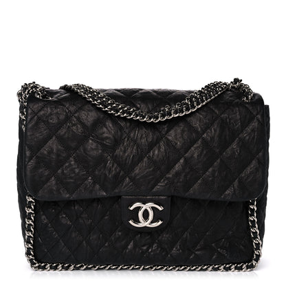 Chanel Washed Lambskin Quilted Maxi Chain Around Flap Black 1 of 12