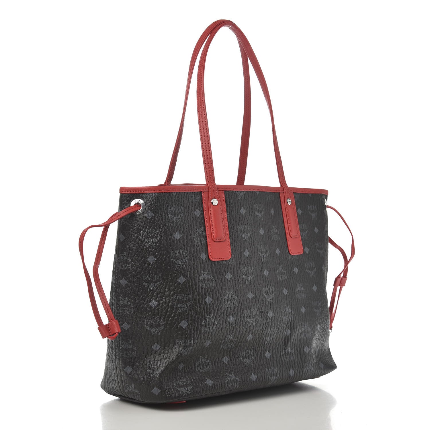MCM Visetos Medium Liz Reversible Shopper Tote Black Red 5 of 16