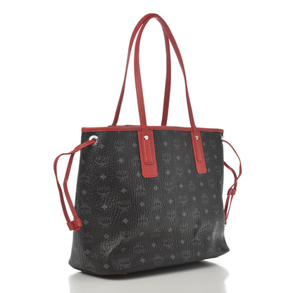 MCM Visetos Medium Liz Reversible Shopper Tote Black Red 5 of 16