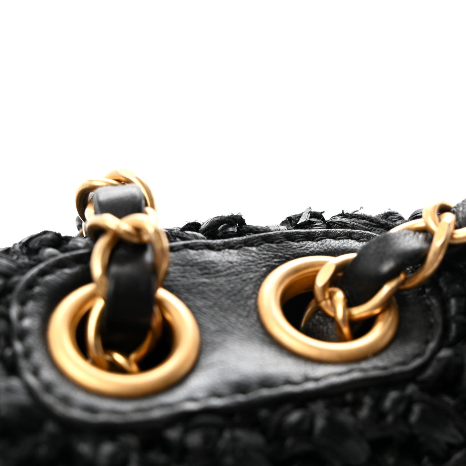 Chanel Raffia Crochet Paris Greece Medium Flap Bag Black 11 of 11