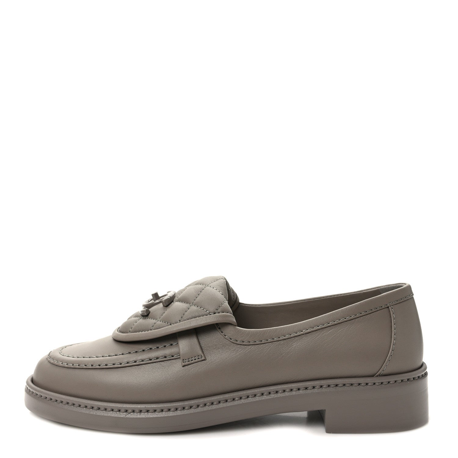 Chanel Lambskin Quilted CC Turnlock Moccasins 38.5 Grey 1 of 8