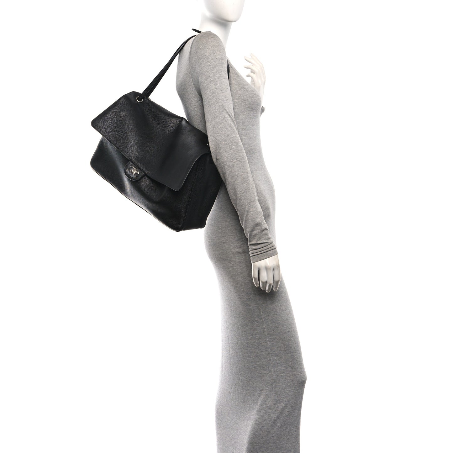 Grained Calfskin Souplissimo Maxi Flap Black