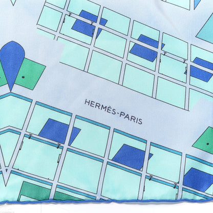Hermes Silk Les Ateliers Shawl 140 Bleu Vert Ciel 2 of 4