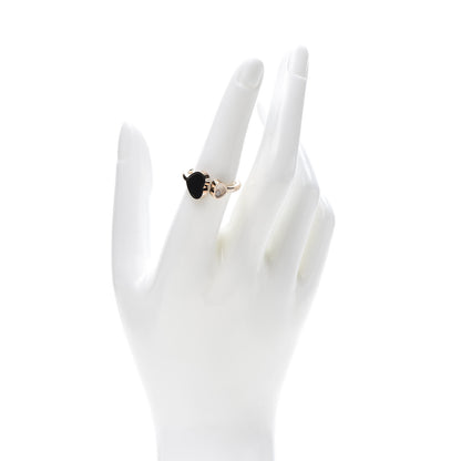Chopard 18K Rose Gold Diamond Black Onyx Happy Hearts Ring 54 7 2 of 8