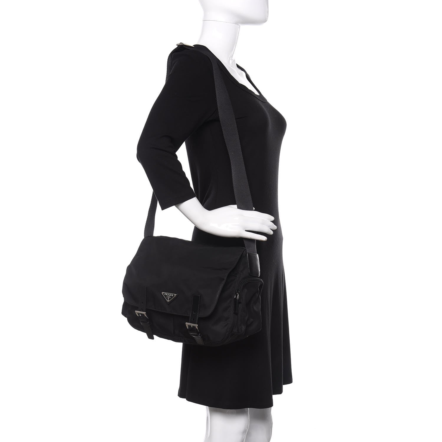 Prada Nylon Vela Messenger Bag Black 2 of 11