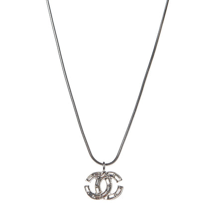 Chanel Baguette Crystal CC Necklace Silver 1 of 4