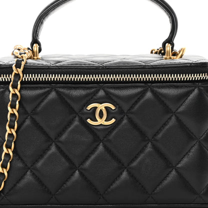Chanel Lambskin Quilted Small Top Handle Vanity Case With Chain Black 8 of 13