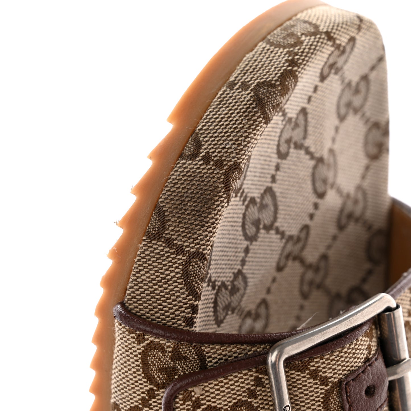 GG Monogram Lavaredo Eco Fabric Mens Slide Sandals With Straps 8 Beige Ebony Light Brown
