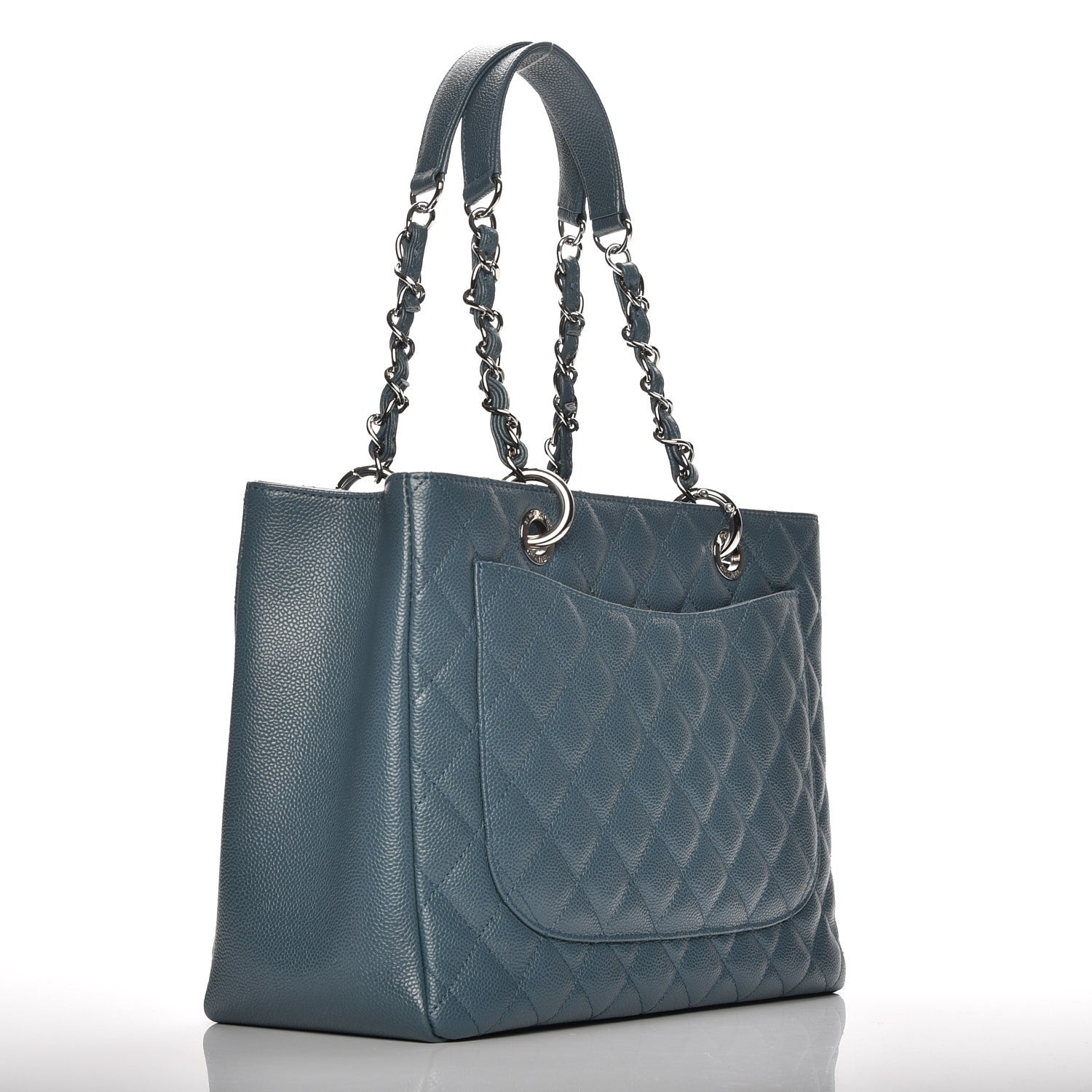 Chanel Caviar Quilted Grand Shopping Tote GST Blue 3 of 10