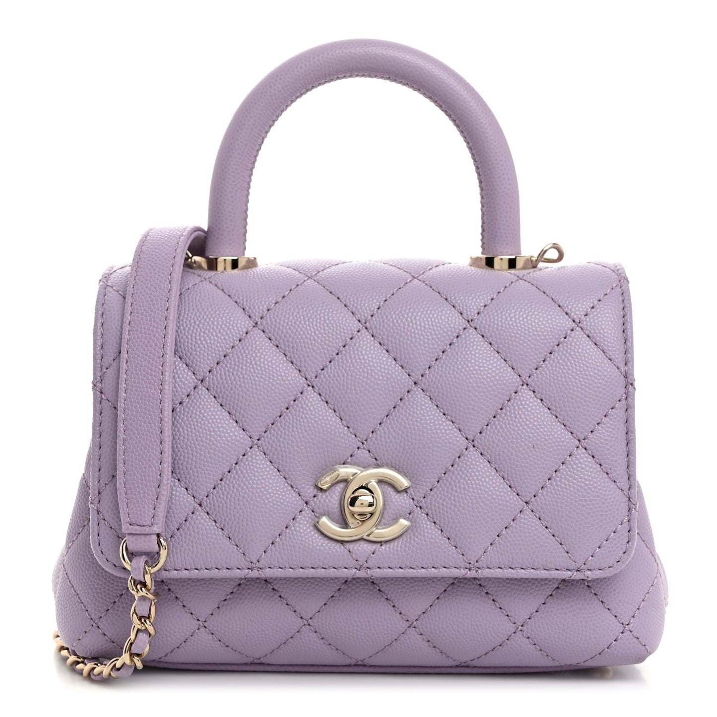 Caviar Quilted Extra Mini Coco Handle Flap Light Purple