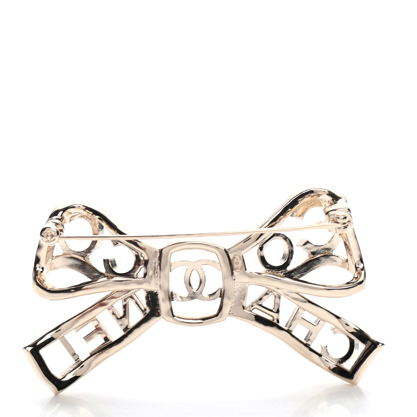 Metal Crystal Bow-tiful CC Brooch Gold