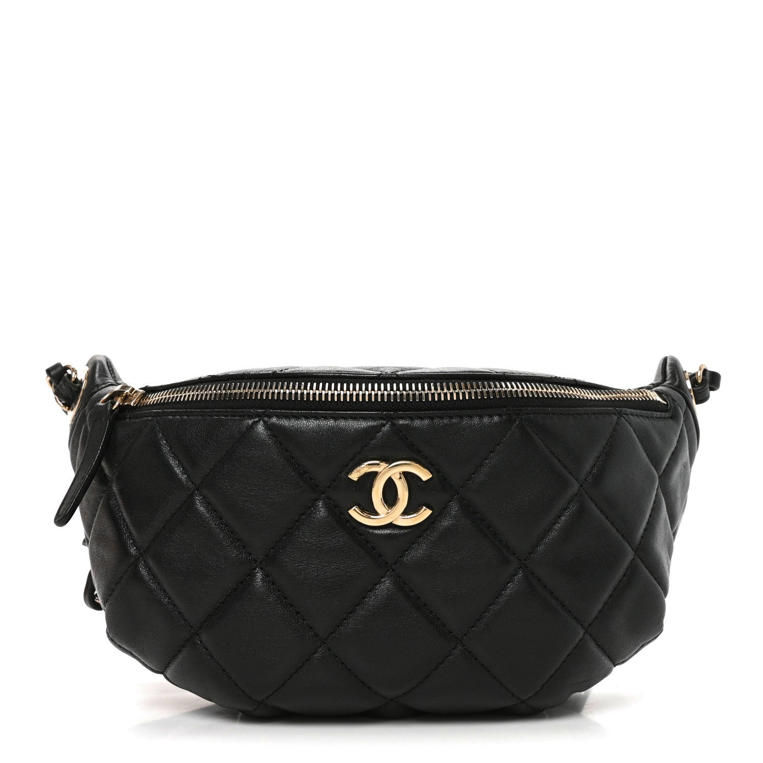 Chanel Shiny Lambskin Quilted Belt Bag Black 1 of 10