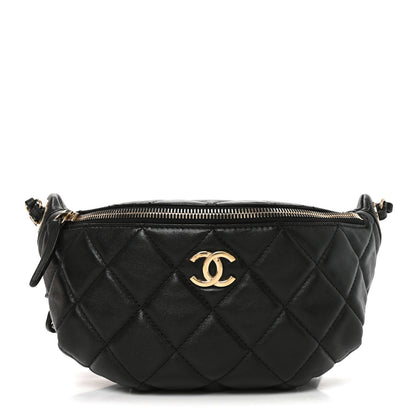 Chanel Shiny Lambskin Quilted Belt Bag Black 1 of 10