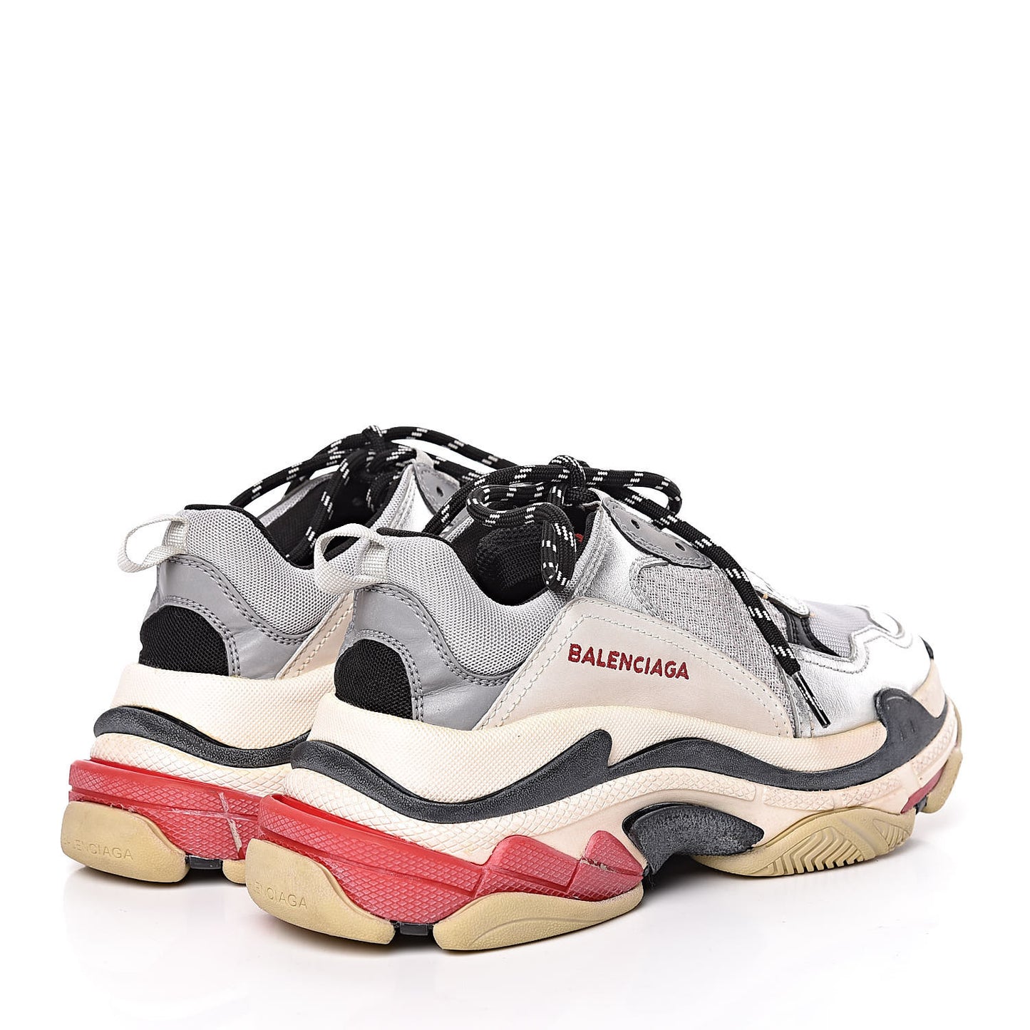 Mesh Nubuck Womens Triple S Sneakers 37 Black Argent