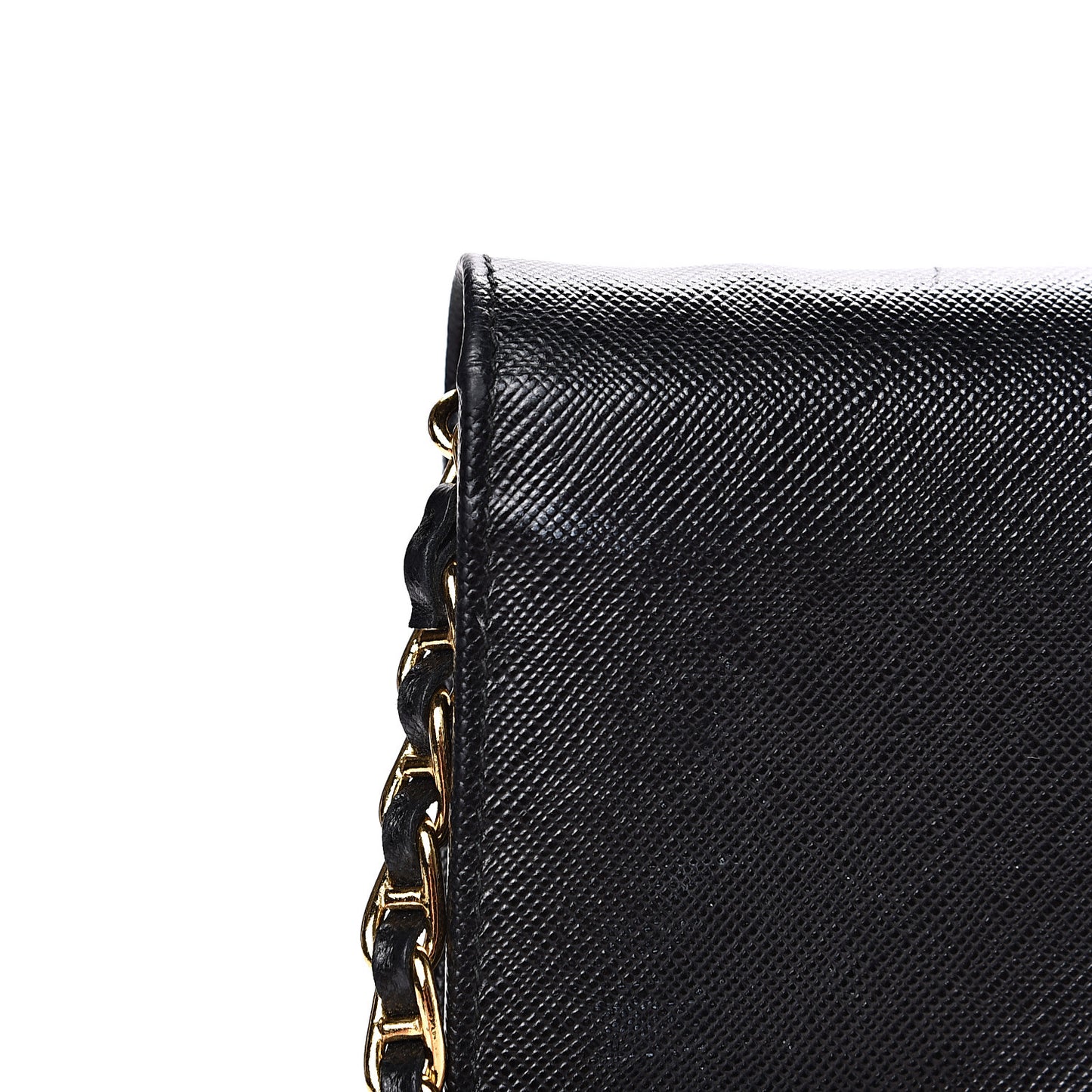 Saffiano Metal Oro Chain Wallet Black