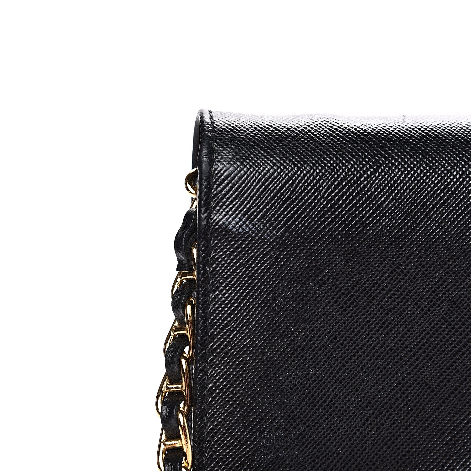 Prada Saffiano Metal Oro Chain Wallet Black 9 of 11