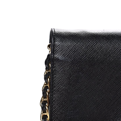 Prada Saffiano Metal Oro Chain Wallet Black 9 of 11