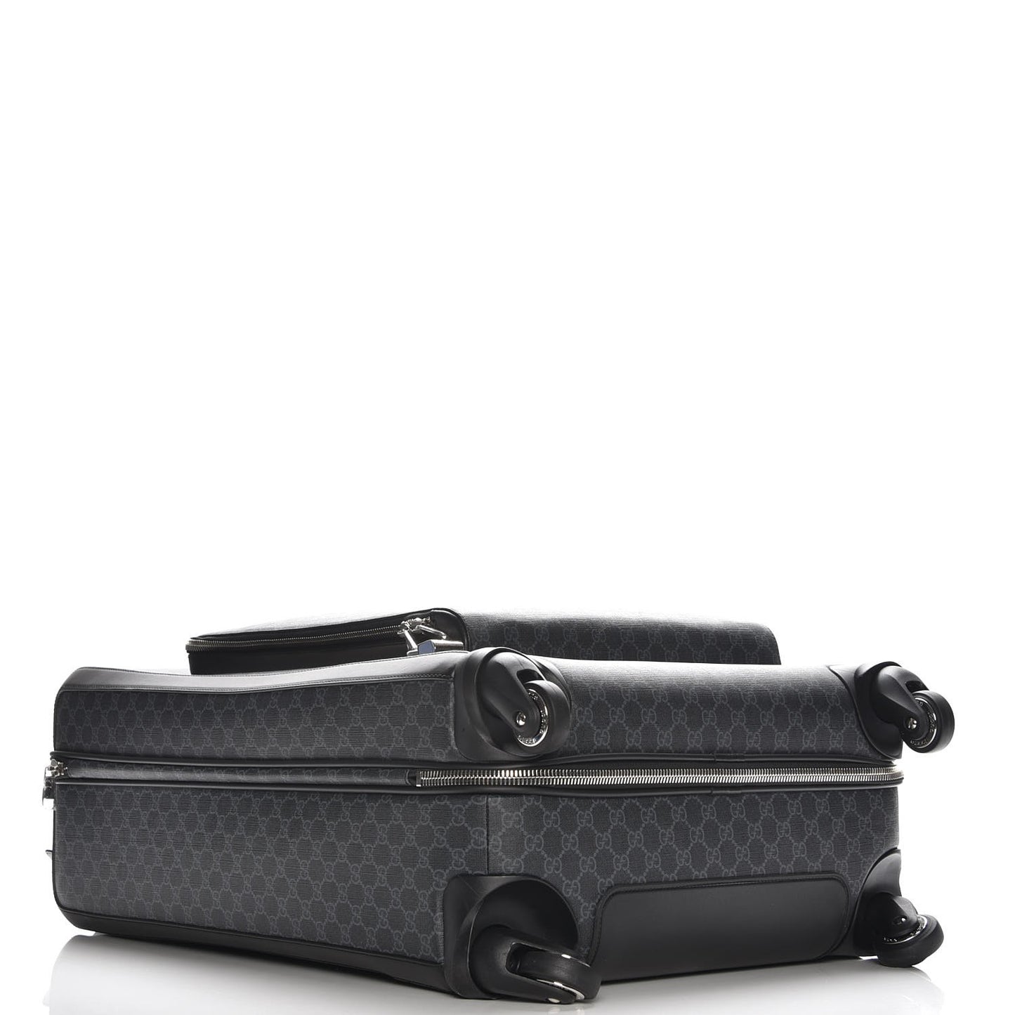 GG Supreme Monogram Large Four Wheel Suitcase Black Grey