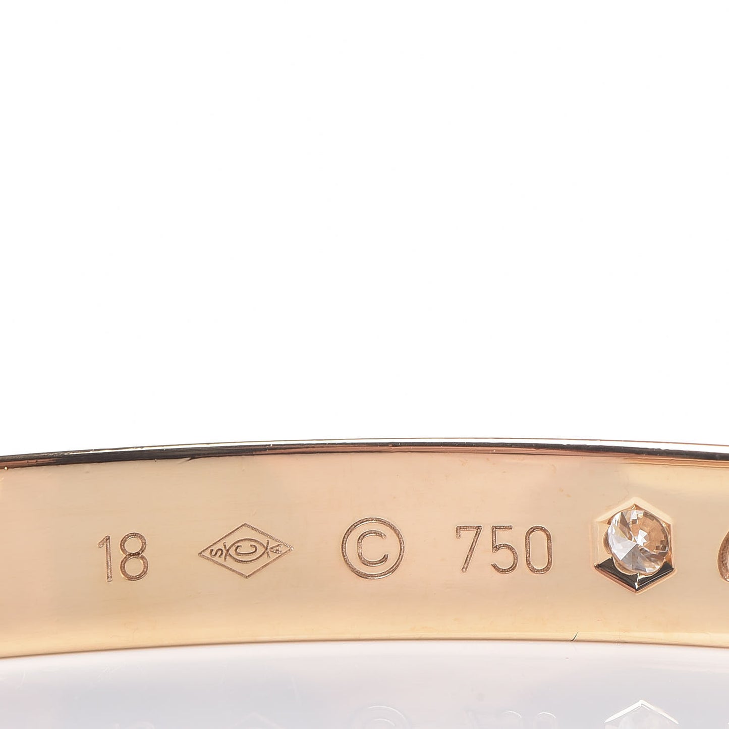 18K Yellow Gold 1 Diamond LOVE Cuff Bracelet 18