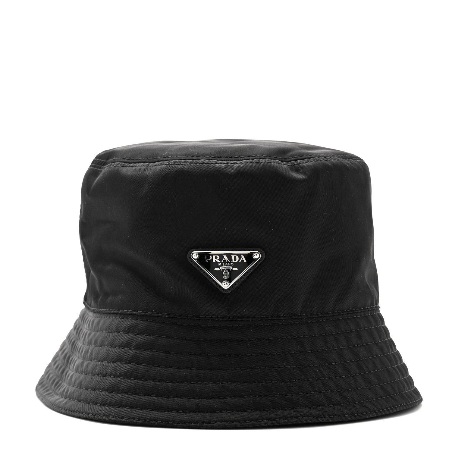 Prada Re-Nylon Metal Triangle Logo Bucket Hat XL Black 3 of 9
