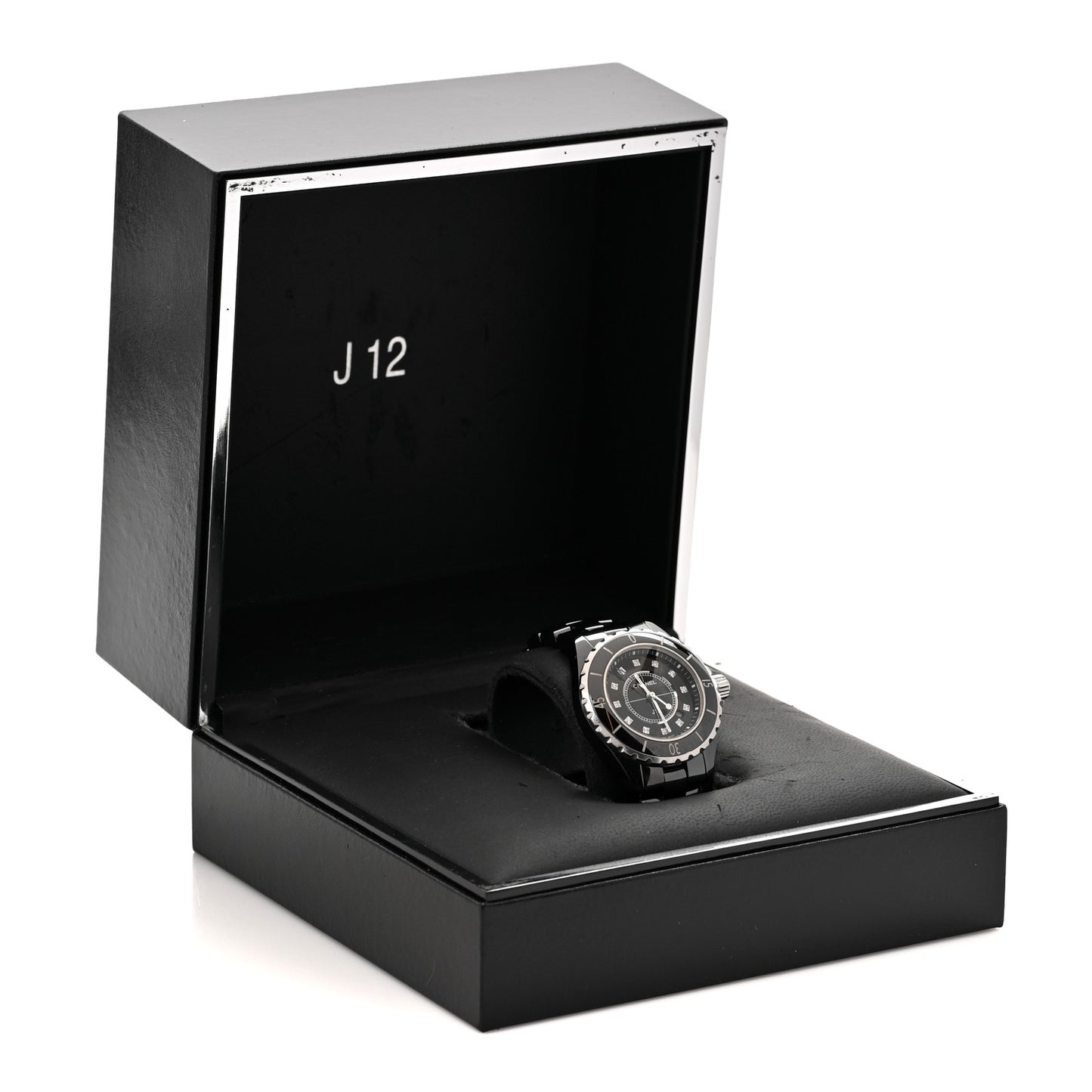 Stainless Steel Ceramic Diamond 33mm J12 Quartz Watch Black
