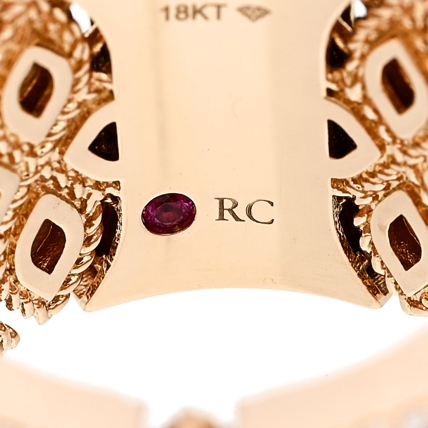 Roberto Coin 18K Rose Gold Diamond Mother of Pearl Multi Stone Venetian Princess Carnevale Cigar Band Ring 53 6.5 5 of 5