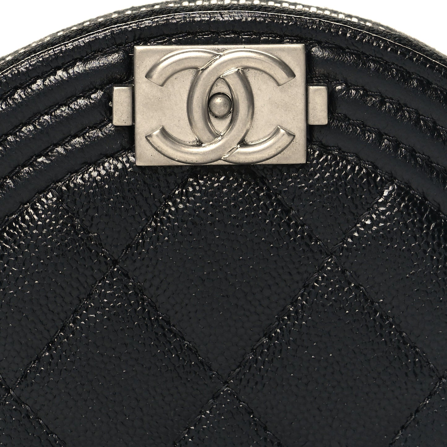 Caviar Quilted Boy Zipped Coin Purse Black
