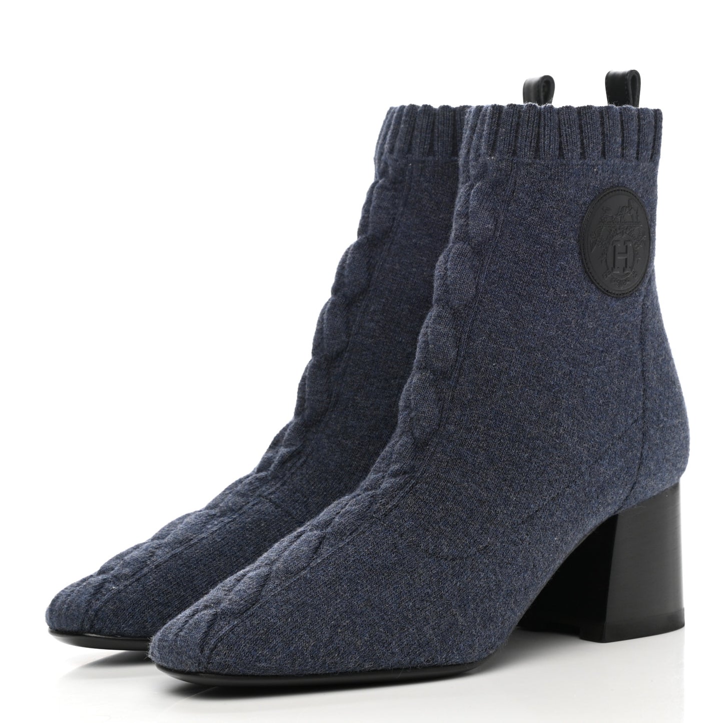 Knit Calfskin Volver 60 Ankle Boots 36 Bleu Diplomatique