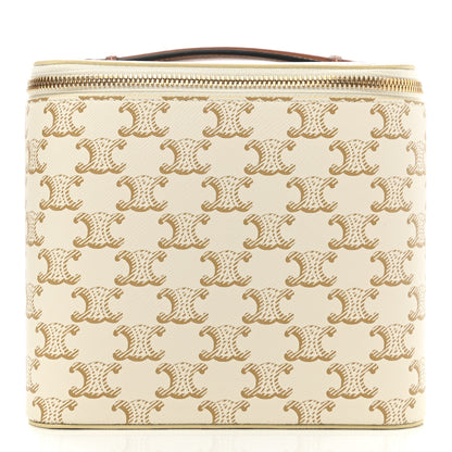 Celine Triomphe Canvas Calfskin Square Vanity Case White 3 of 8