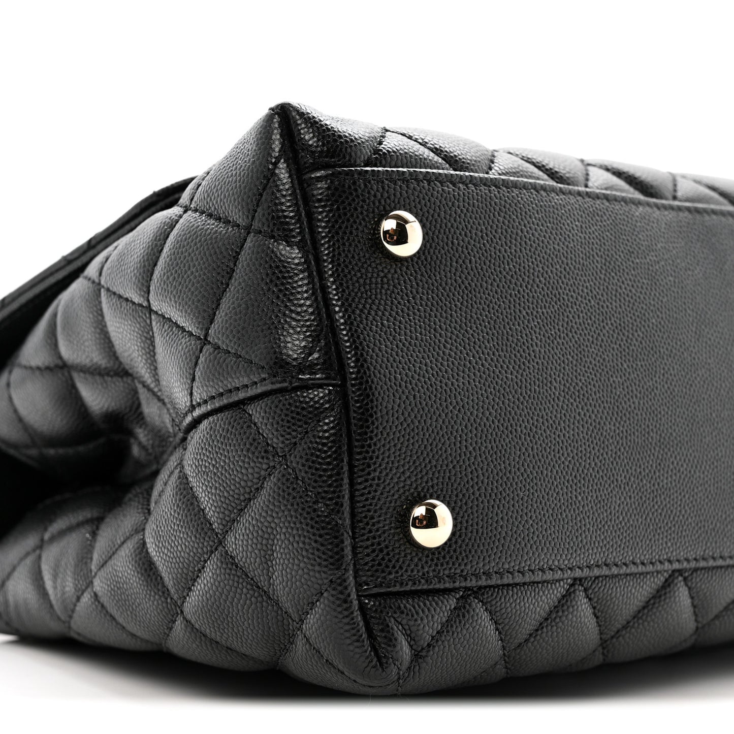 Caviar Lizard Embossed Quilted Small Coco Handle Flap Black