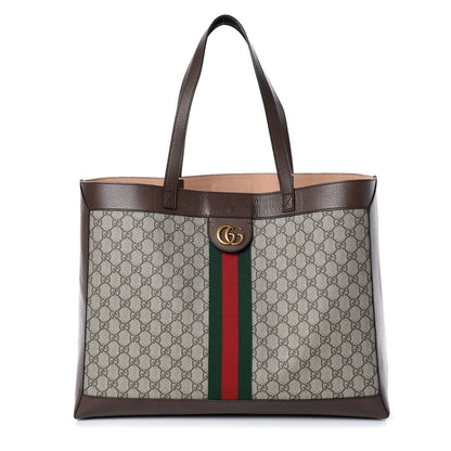 Gucci GG Supreme Monogram Web Ophidia Tote Brown 1 of 9