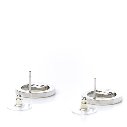 Chanel Crystal CC Round Earrings Silver 3 of 5