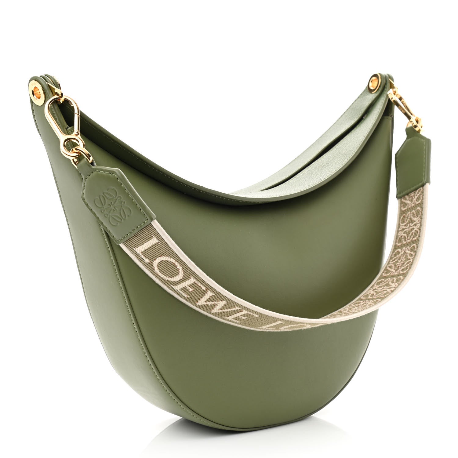 Loewe Satin Calfskin Jacquard Luna Bag Avocado Green 4 of 11