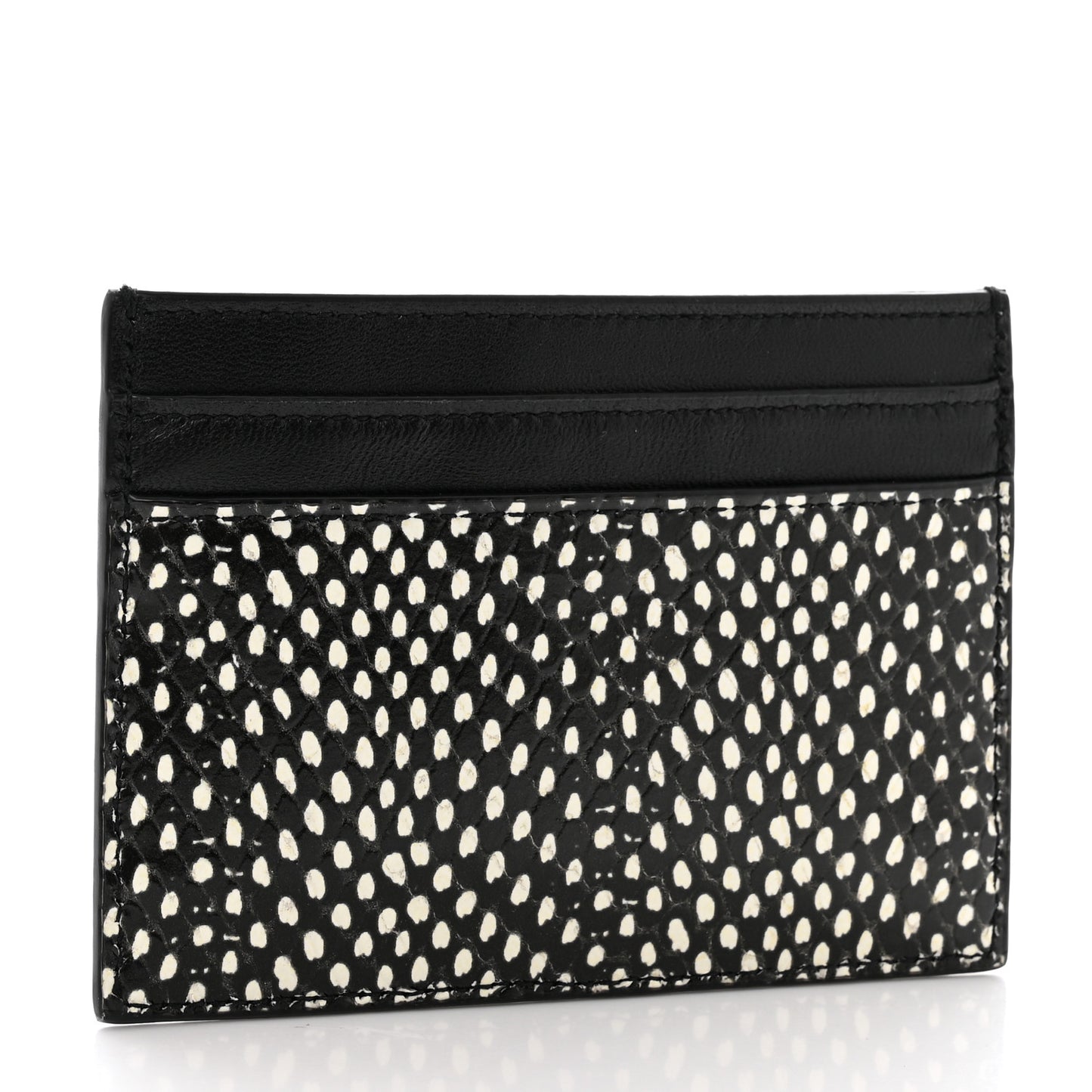 Calfskin Lambskin Snakeskin Embossed Monogram Credit Card Case Black White